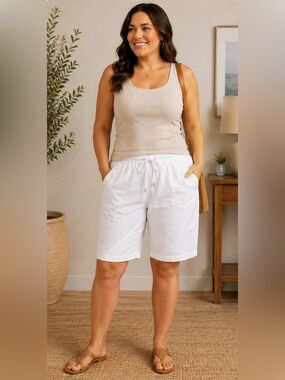 Coofandy-‎ White Shorts with Relaxed Fit and Textured Fabric